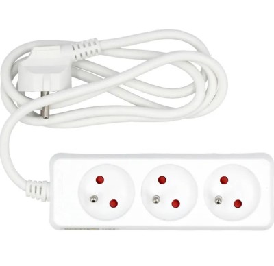 VOREL Prelungitor electric cu impamantare, 3 prize, 1.5 m, Alb, Plastic foto