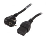Cablu Alimentare Unghiular 3x1,5mm2 cu Ștecăr CEE 7/7 și Conector IEC C19