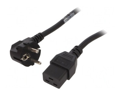 Cablu Alimentare Unghiular 3x1,5mm2 cu Ștecăr CEE 7/7 și Conector IEC C19 foto