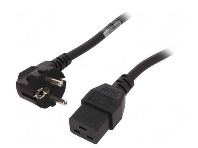 Cablu Alimentare Unghiular 3x1,5mm2 cu Ștecăr CEE 7/7 și Conector IEC C19