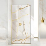 Paravan dus walk-in Aqua Roy &reg; Gold, model Marble auriu, sticla 8 mm clara, securizata, anticalcar, 130x195 cm