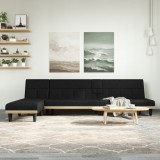 VidaXL Canapea extensibilă &icirc;n formă de L negru 255x140x70 cm textil