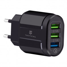 Incarcator Retea USB Tactical 13-222, 3 x USB, Quick Charge, 18W, Negru