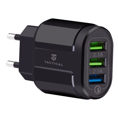Incarcator Retea USB Tactical 13-222, 3 x USB, Quick Charge, 18W, Negru foto