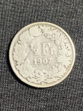 Moneda 1/2 franci 1907 Elveția argint