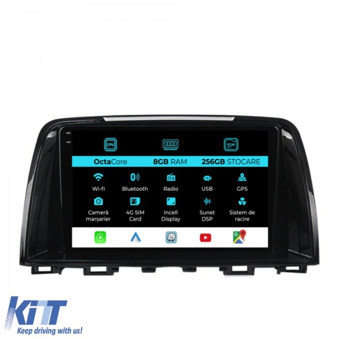 Navigatie Dedicata Mazda 6 (2013-2015), 9Inch, 8Gb Ram, 256Gb Stocare, Carplay Performance AutoTuning