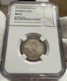 1 Leu 1914 Hamburg, Argint, Romania, NGC MS63
