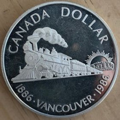 CANADA 1 DOLLAR, DOLAR 1986, VANCOUVER, AG, PROOF, KM#149 foto