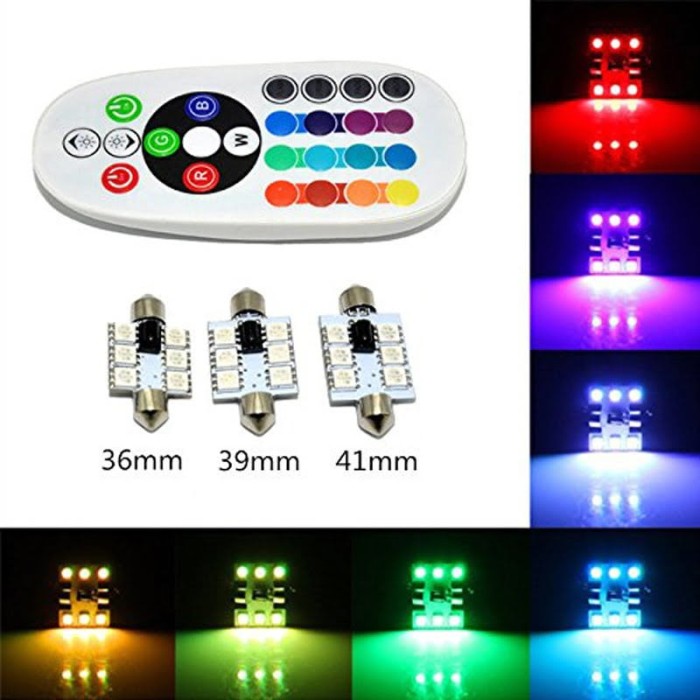 Set Becuri SOFIT 41MM. RGB CU TELECOMANDA - 6 LED SMD 5050 RGB 12V (pret set)