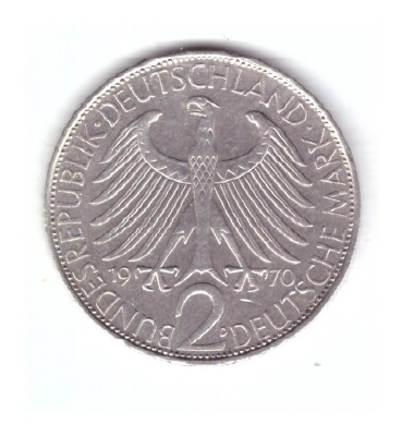 Moneda Germania 2 mark/marci 1970 D, Max Planck, stare buna, curata foto