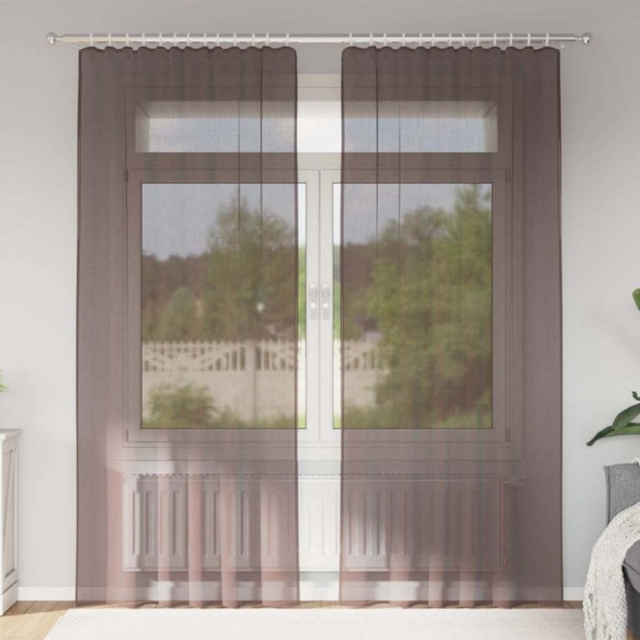 vidaXL Perdele Voile cu buzunare pentru bare 2 buc Maro