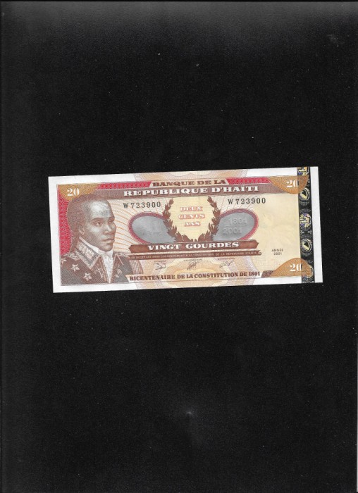 Haiti 20 gourdes 2001 seria723900 unc comemorativa