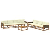 vidaXL Set de canapele de exterior cu pernă 9 pcs Natural și Crem 3382438