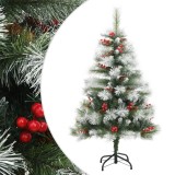 Cumpara ieftin Pom Craciun artificial cu balamale, conuri, fructe rosii 120 cm