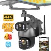 Camera de Supraveghere cu Panou Solar ,PTZ 4G, TSS-Q5M-Z, cu Doua Lentile 3MP/3MP, IR 40m ,50X Zoom, Detectia Miscarii, Slot Card ,App Ubox