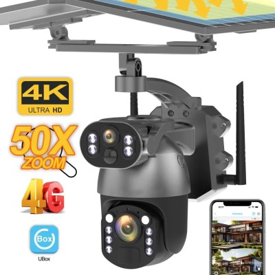 Camera de Supraveghere cu Panou Solar ,PTZ 4G, TSS-Q5M-Z, cu Doua Lentile 3MP/3MP, IR 40m ,50X Zoom, Detectia Miscarii, Slot Card ,App Ubox foto