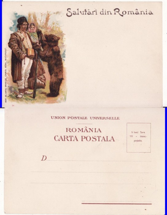 Tipuri - Tigan ursar, ursari- litografie, rara