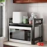 Raft extensibil pentru bucatarie, din metal, dimensiuni 38-60 cm (L) / 25 cm (H), cu suporturi antiderapante, usor de curatat, greutate maxima suporta