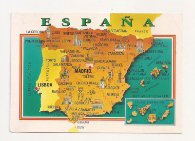 FA9 - Carte Postala- SPANIA - Harta, necirculata foto