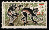Madagascar 1968, Mi #582**, supratipar, animale, maimute, MNH, cota 6 &euro;!
