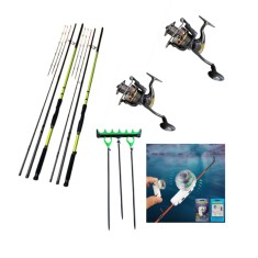2 Lansete Feeder Bolentino, 3,90m,180 gr+2 Mulinete Glamour 6000+Suporti+Senzori