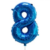 Balon Petrecere Folie, Cifră 8, Albastru Metalizat, 61 cm, Oem