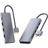 Dock USB C HUB Type C la Multi HDMI, VGA, USB 3.0, RJ45, Audio, PD, SD/TF