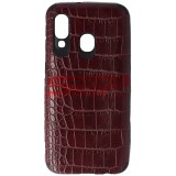 Toc TPU Leather Crocodile Samsung Galaxy A40 Burgundy