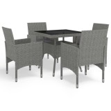 Gossi set mobilier de exterior, 5 piese, gri, poliratan si sticla
