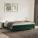 vidaXL Pat box spring cu saltea, verde &icirc;nchis, 180x200 cm, catifea 3144348