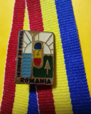 SV * INSIGNA RSR * TABĂRA DE PIONIERI * &amp;icirc;ntr-o stare (spre foarte) bună foto
