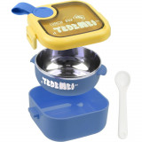 Cumpara ieftin Cutie alimentara pentru copii, tip bento de 800 ml, cu bol din otel inoxidabil de 500 ml, fara BPA, cu lingurita si foarfeca incluse, ideala pentru mi