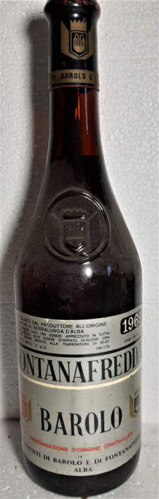 Z 6- VIN BAROLO, DOC, FONTANAFREDDA, recoltare 1969 cl 72 gr 13,5