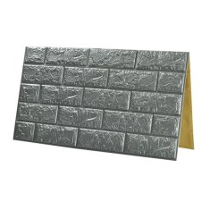 Tapet 3D Silver design perete modern din caramida in relief, Autoadeziv , 77x70 cm