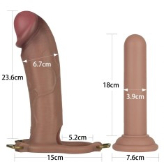 Set Strap-on INGEN Unisex, Silicon, L/Xl/2XL, Natural, 23.6 cm