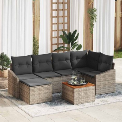 vidaXL Set de sofa de grădină 7 pcs Gri 55 x 55 x 37 cm foto