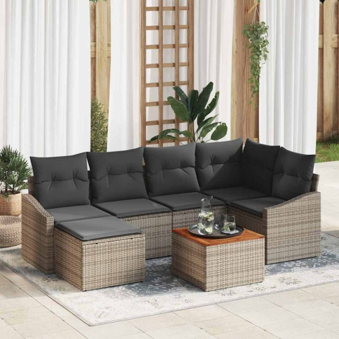 vidaXL Set de sofa de grădină 7 pcs Gri 55 x 55 x 37 cm