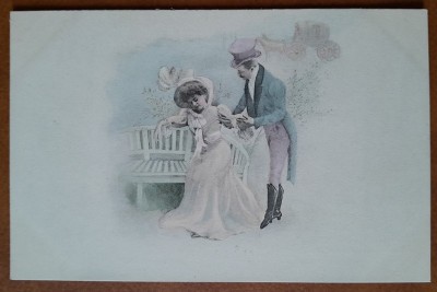 Carte postala, perioada interbelica, desen foto