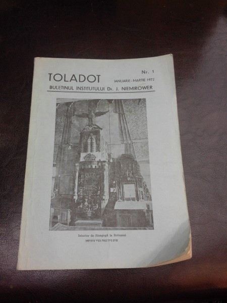 TOLADOT, BULETINUL INSTITUTULUI DER. J. NIEMIROWER NR. 1/1972