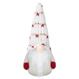 Figurina Decorativă Crăciun, Gnome, 17cm, Culoare Alb Roșu, Material Poliester, Oem