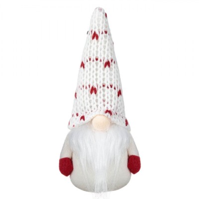 Figurina Decorativă Crăciun, Gnome, 17cm, Culoare Alb Roșu, Material Poliester foto