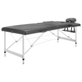 Gossi masa de masaj cu 2 zone, cadru aluminiu, antracit, 186 x 68 cm