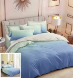 Cumpara ieftin Lenjerie Pat Bumbac 4 Piese Adela Albastru. Set Cearceaf, Husa Pilota, Fete Perna 55x75, 70x70