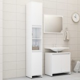 VidaXL Set mobilier de baie, 3 piese, alb extralucios, lemn prelucrat