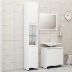 vidaXL Set mobilier de baie, 3 piese, alb extralucios, lemn prelucrat 3056940