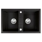 CHIUVETA GRANIT FERRO DRGM2 48 78BA CU DOUA CUVE 78X48CM GRAFIT MEZZO NEAGRA