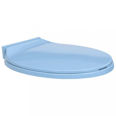 vidaXL Capac WC cu &amp;icirc;nchidere silențioasă, albastru, oval foto