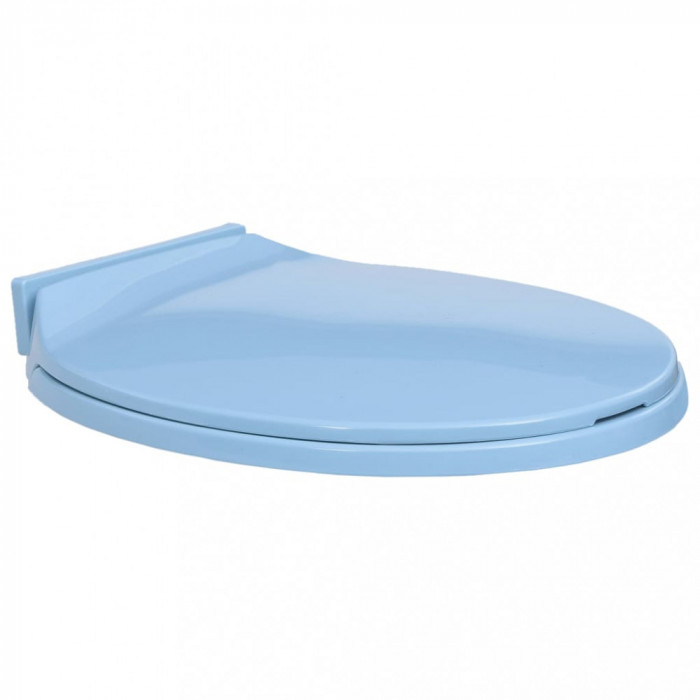 Capac WC cu &icirc;nchidere silențioasă, albastru, oval