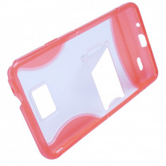 Husa silicon rosu + plastic transparent cu stand pentru Samsung Galaxy S2 i9100 / Galaxy S2 Plus i9105