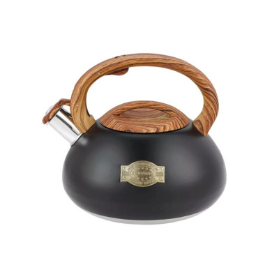 Fierbător tradițional cu fluier fabricat din inox, ceainic 3 litri, 20-22 cm, negru, Klausberg foto